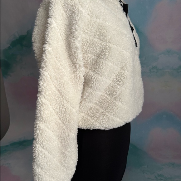 Calvin Klein Performance fleece crop half zip in winter white with black trim. - Picture 11 of 11